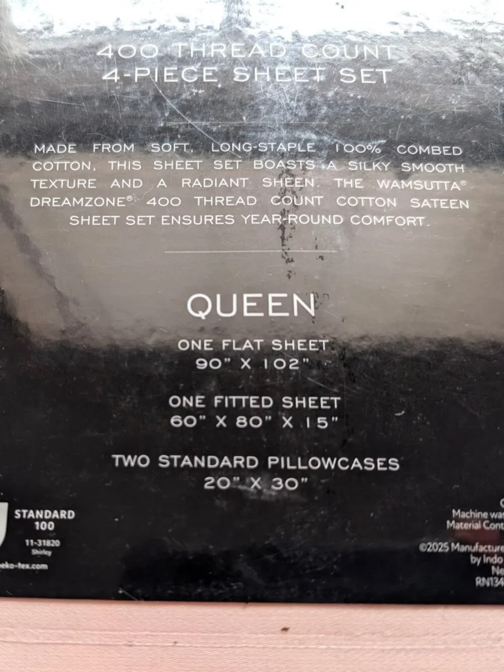 Wamsutta Dream Zone QUEEN Sheet Set 400 TC 100% Cotton Dream Sateen Pink NEW